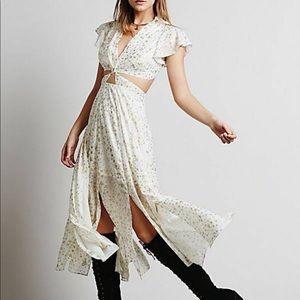 Free People Ivory Star Foil Jasper Midi Dress